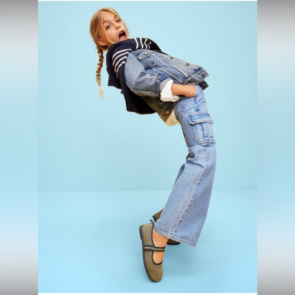 Old Navy Other - Old Navy High-Waisted Baggy Wide-Leg Cargo Jeans for Girls sz 14 girls
